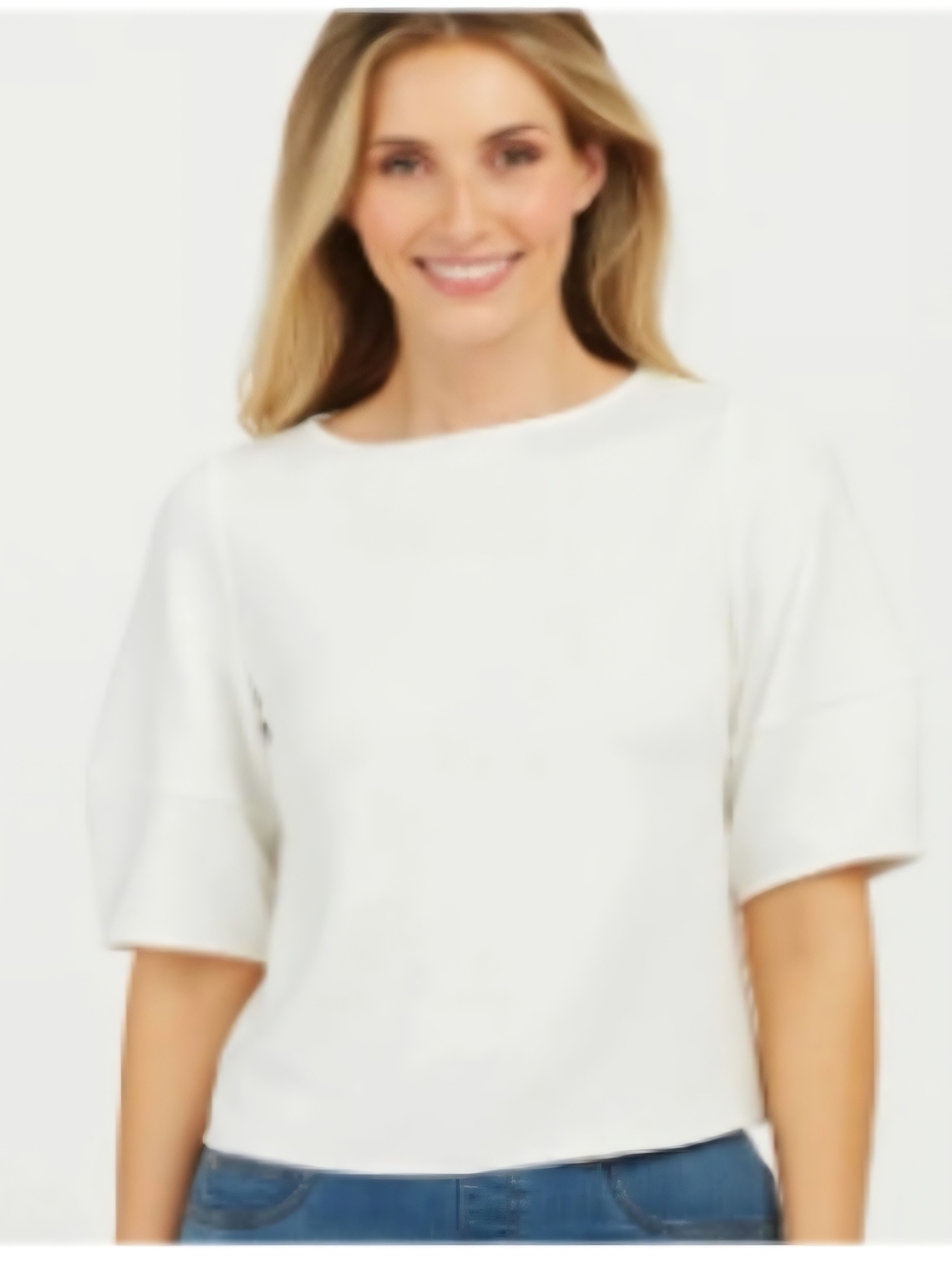 SPANX Air Essentials Puffed Sleeve White Boxy Short-Sleeve Tee